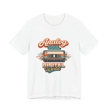 Analog Soul Digital World T-Shirt – Retro Cassette Tee for Music Lovers Printify