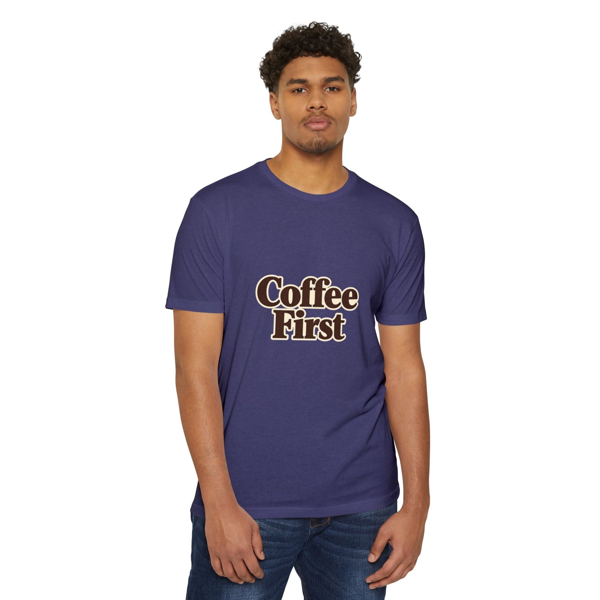 Coffee First T-Shirt — Retro Script Coffee Lover Tee Printify