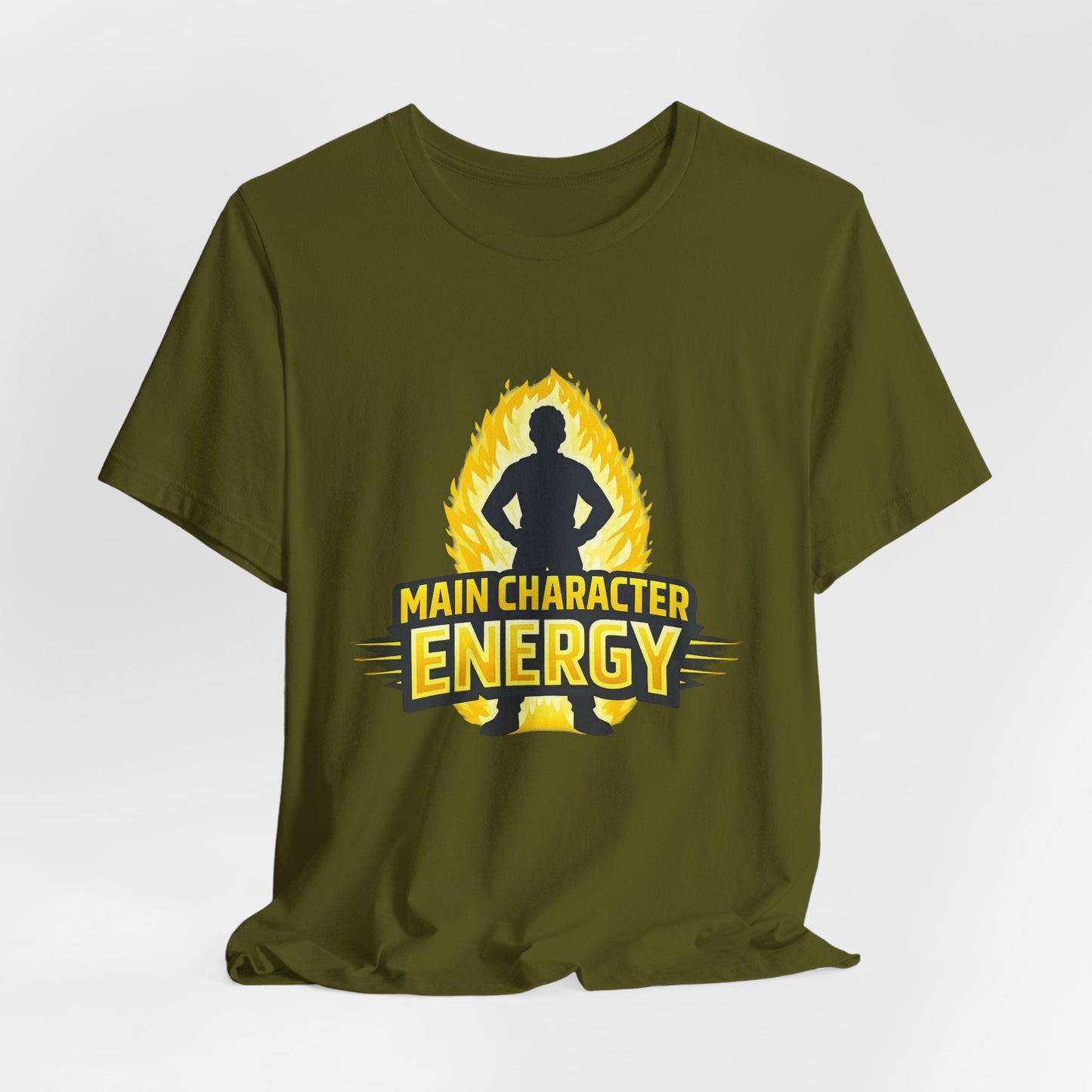 Main Character Energy T-Shirt - Graphic Tee with Bold Silhouette & Flame Design Printify
