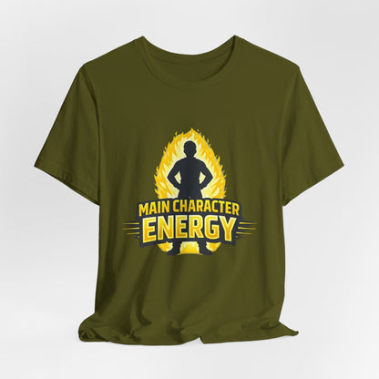 Main Character Energy T-Shirt - Graphic Tee with Bold Silhouette & Flame Design Printify