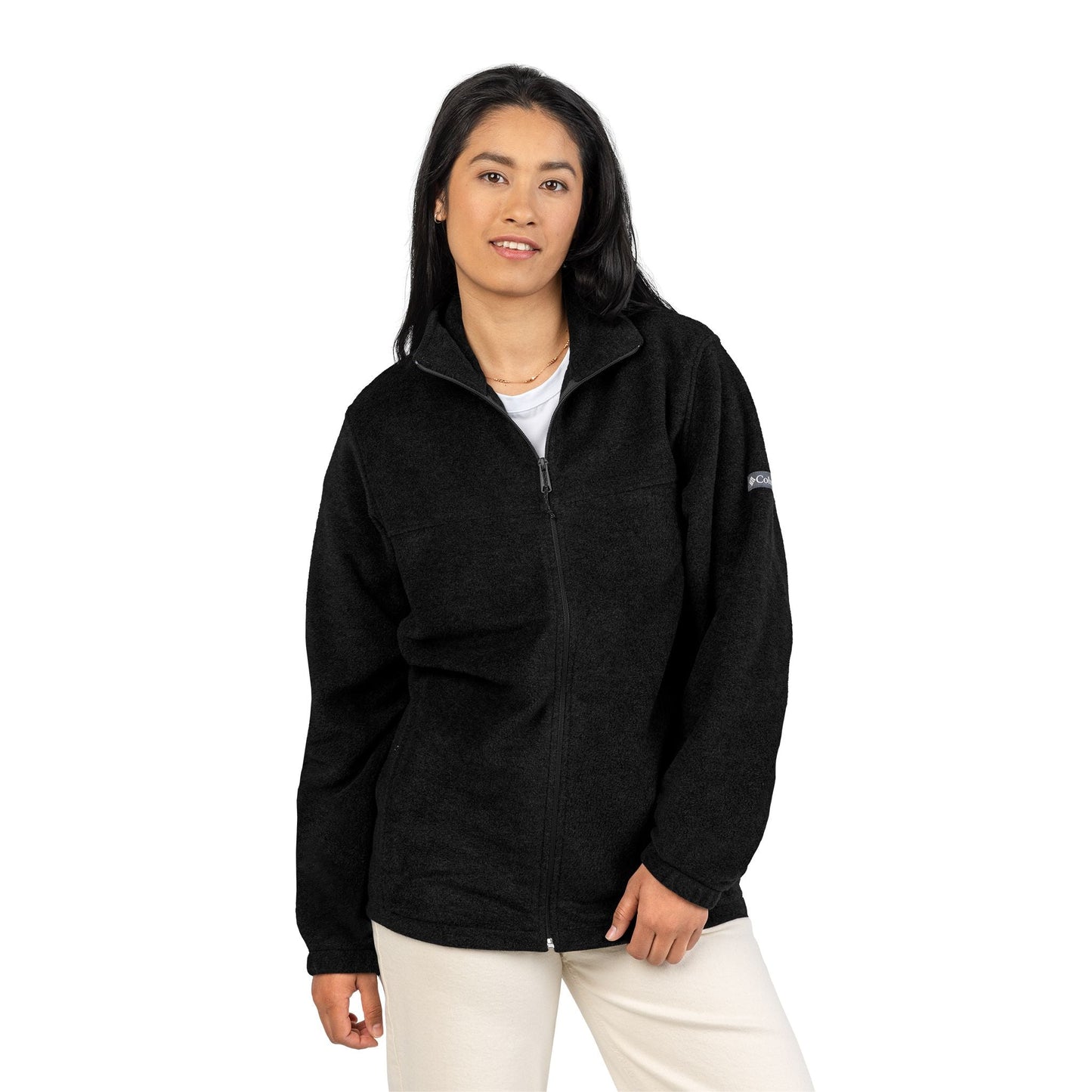 Embroidered Psychedelic Patch Fleece Jacket – Unisex Colorful Abstract Back Design Printify