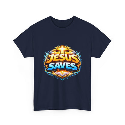 Jesus Saves T-Shirt for Men – Bold Faith Graphic Tee for Christians Printify
