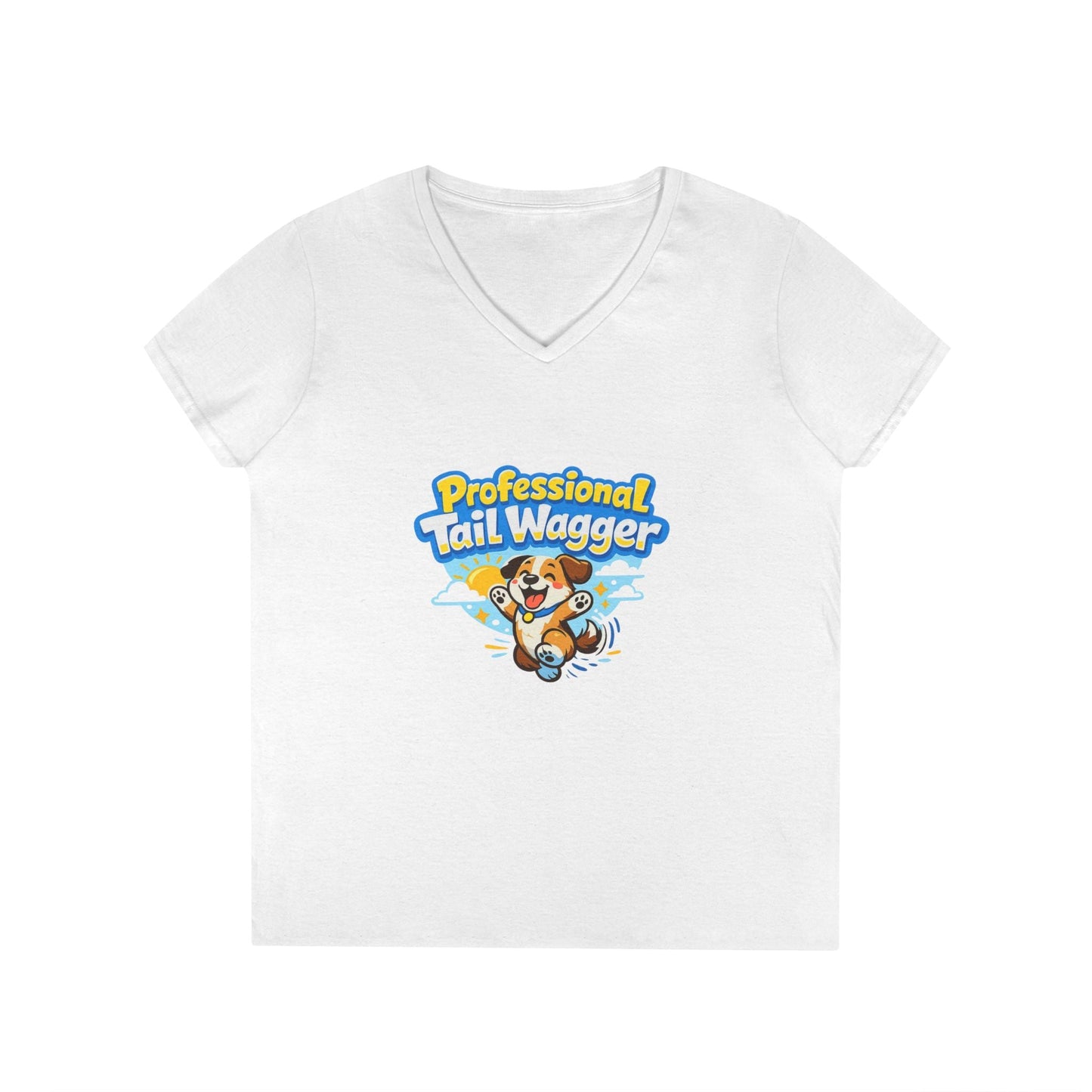 Professional Tail Wagger T-Shirt — Cute Dog Lover V‑Neck Tee Printify