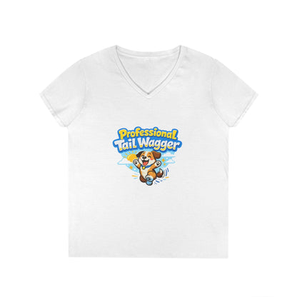 Professional Tail Wagger T-Shirt — Cute Dog Lover V‑Neck Tee Printify