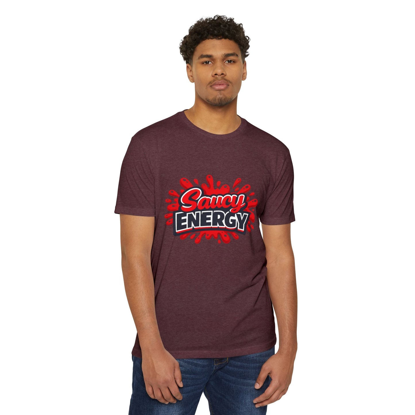 Saucy Energy T-Shirt — Bold Red Splash Graphic Tee Printify
