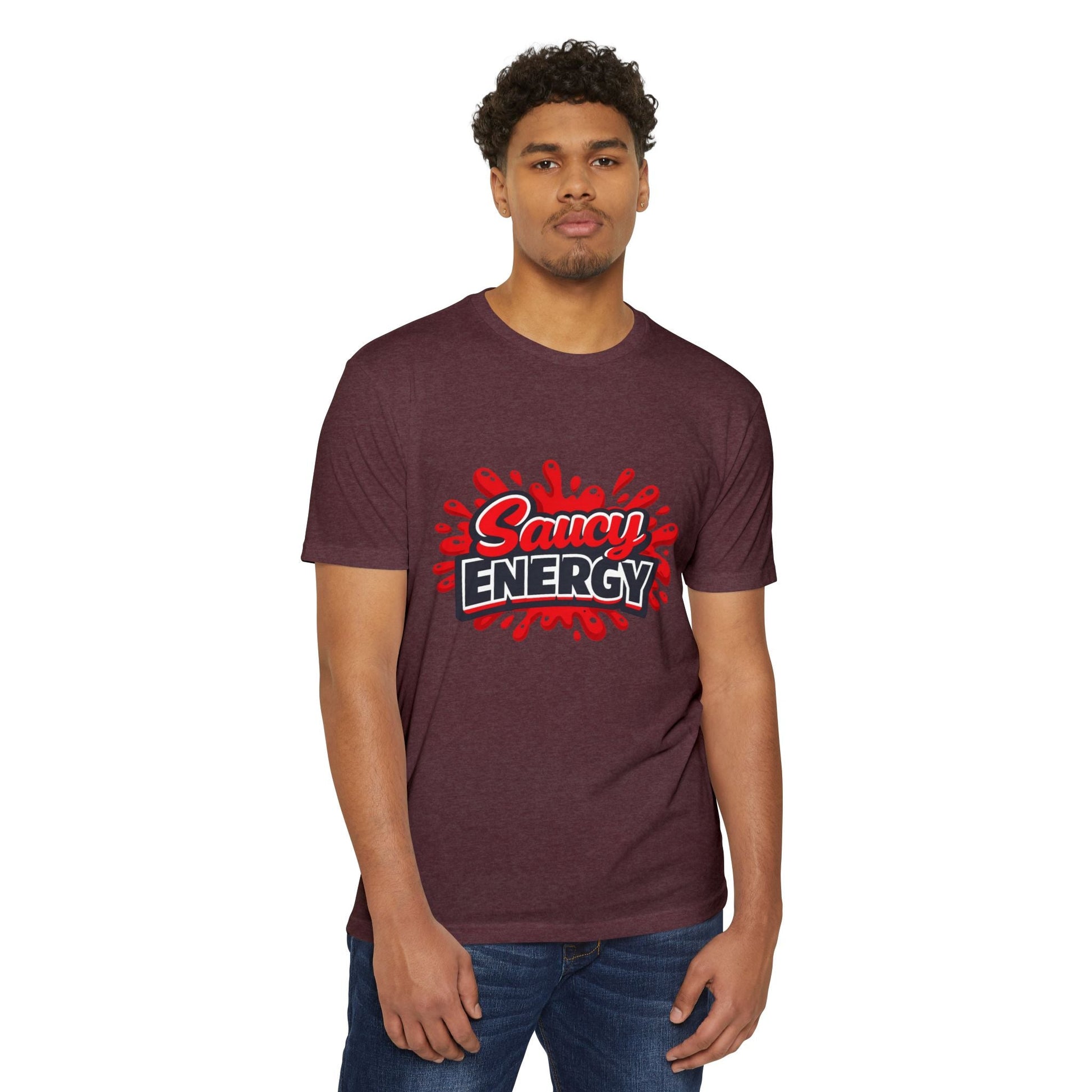 Saucy Energy T-Shirt — Bold Red Splash Graphic Tee Printify