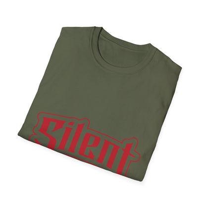 Silent Graphic T-Shirt — Retro Gothic Red Logo Tee