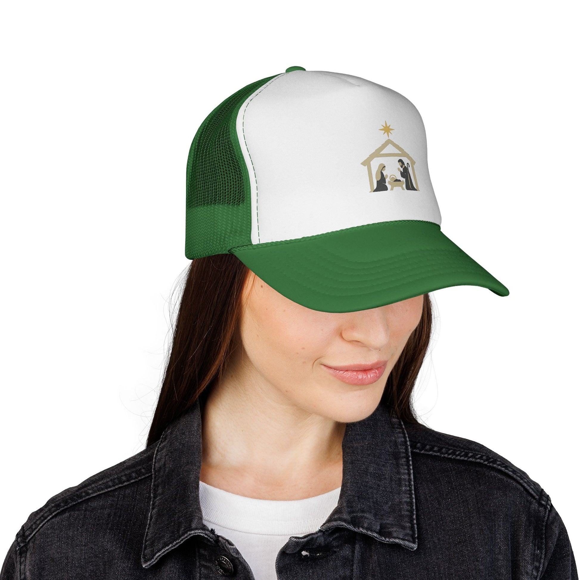 Nativity Trucker Cap — Christmas Manger Hat with Holy Family Design Printify