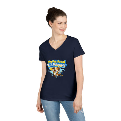 Professional Tail Wagger T-Shirt — Cute Dog Lover V‑Neck Tee Printify