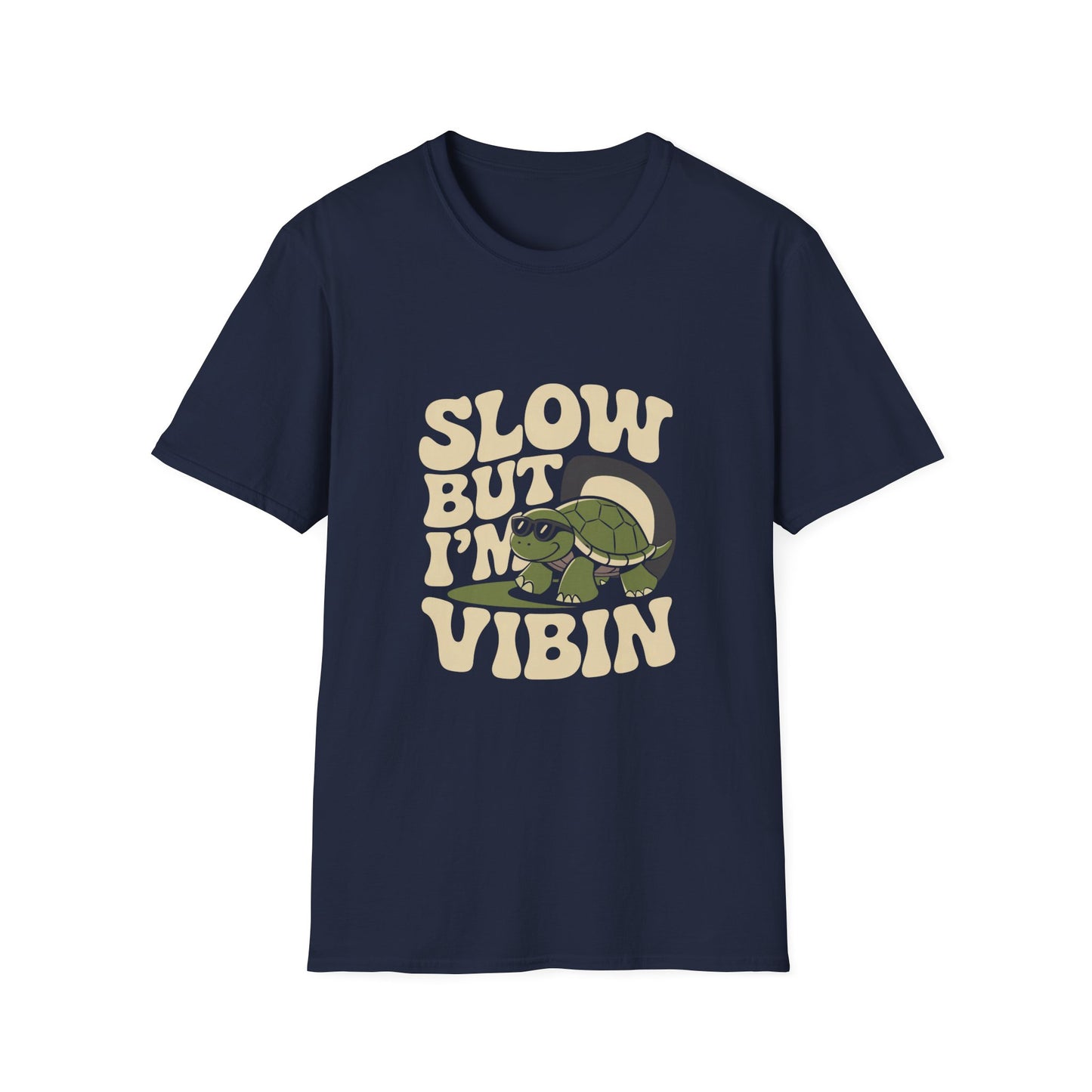 Slow But I'm Vibin Turtle T-Shirt — (Unisex) Cute Retro Vibe Graphic Tee
