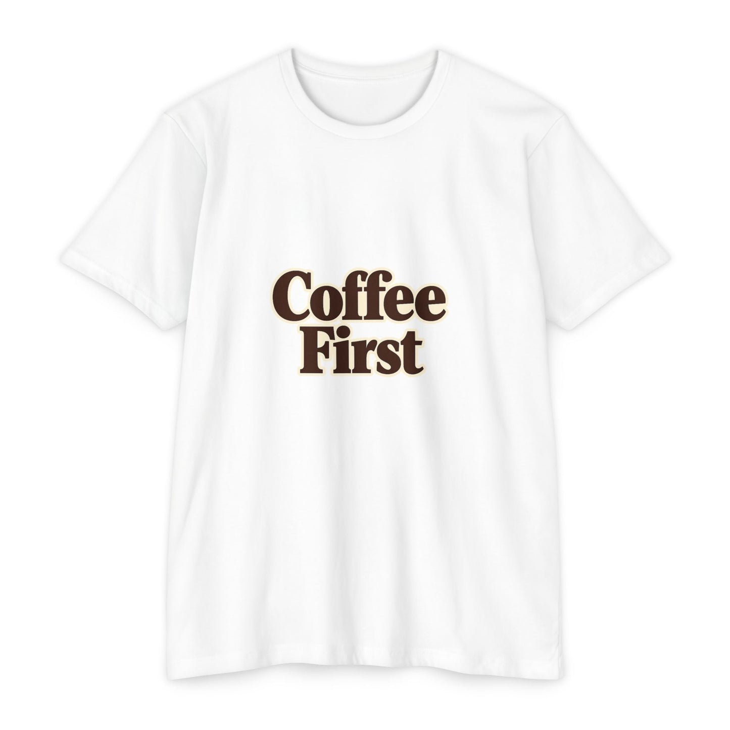 Coffee First T-Shirt — Retro Script Coffee Lover Tee Printify