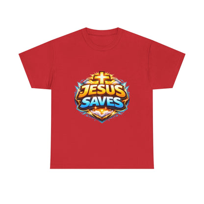 Jesus Saves T-Shirt for Men – Bold Faith Graphic Tee for Christians Printify