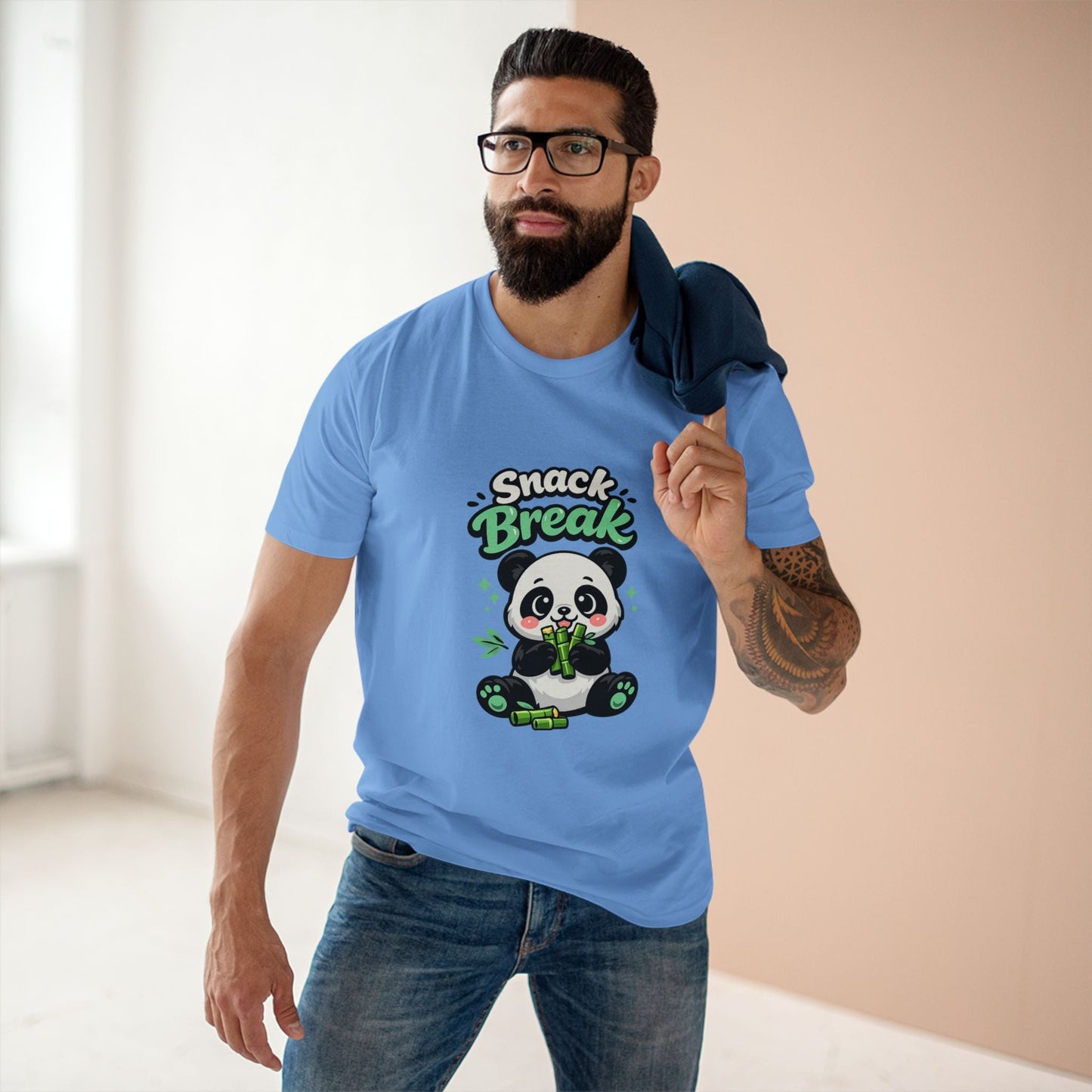 Snack Break Panda T-Shirt — Cute Panda Eating Bamboo Graphic Tee Printify