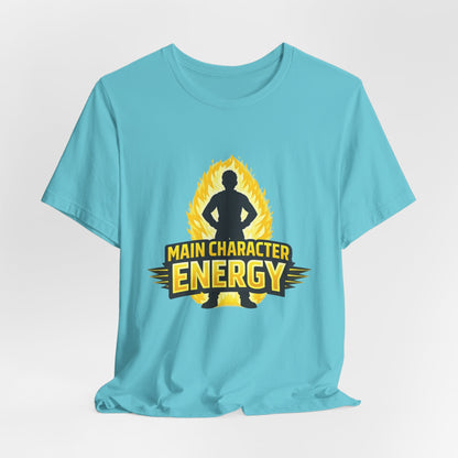 Main Character Energy T-Shirt - Graphic Tee with Bold Silhouette & Flame Design Printify