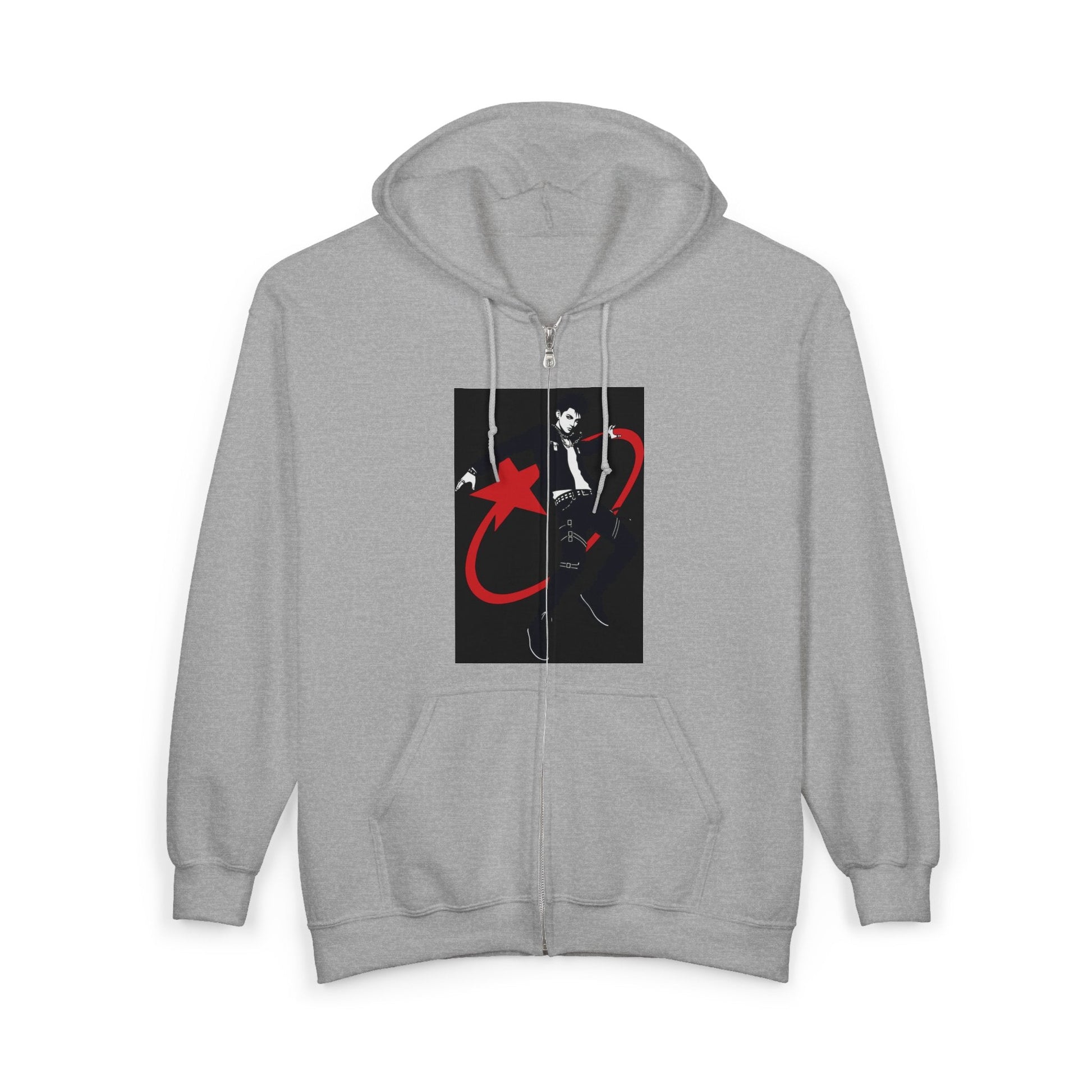 Star Skater Zip Hoodie — Retro Skateboarder Graphic Full-Zip Sweatshirt Printify