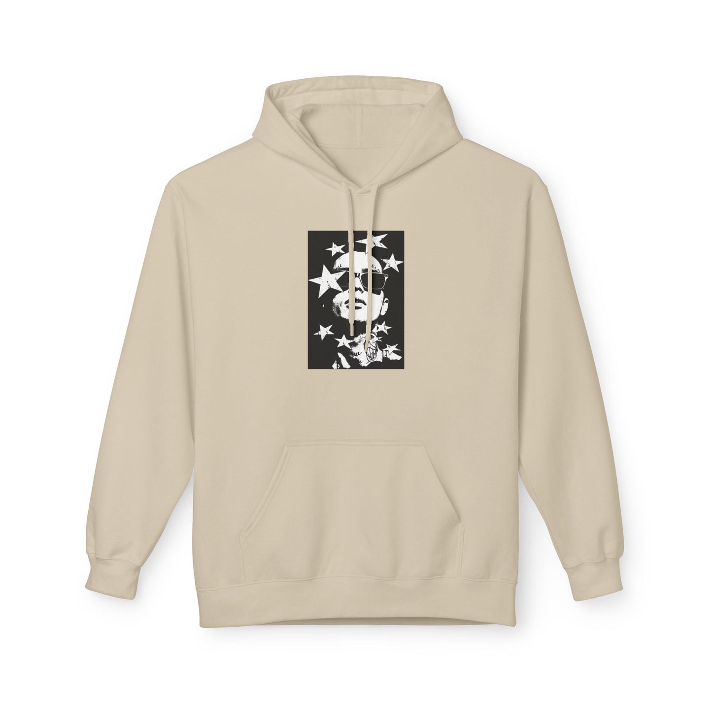 Hoodie — Monochrome Dollar Sign & Stars Graphic Printify