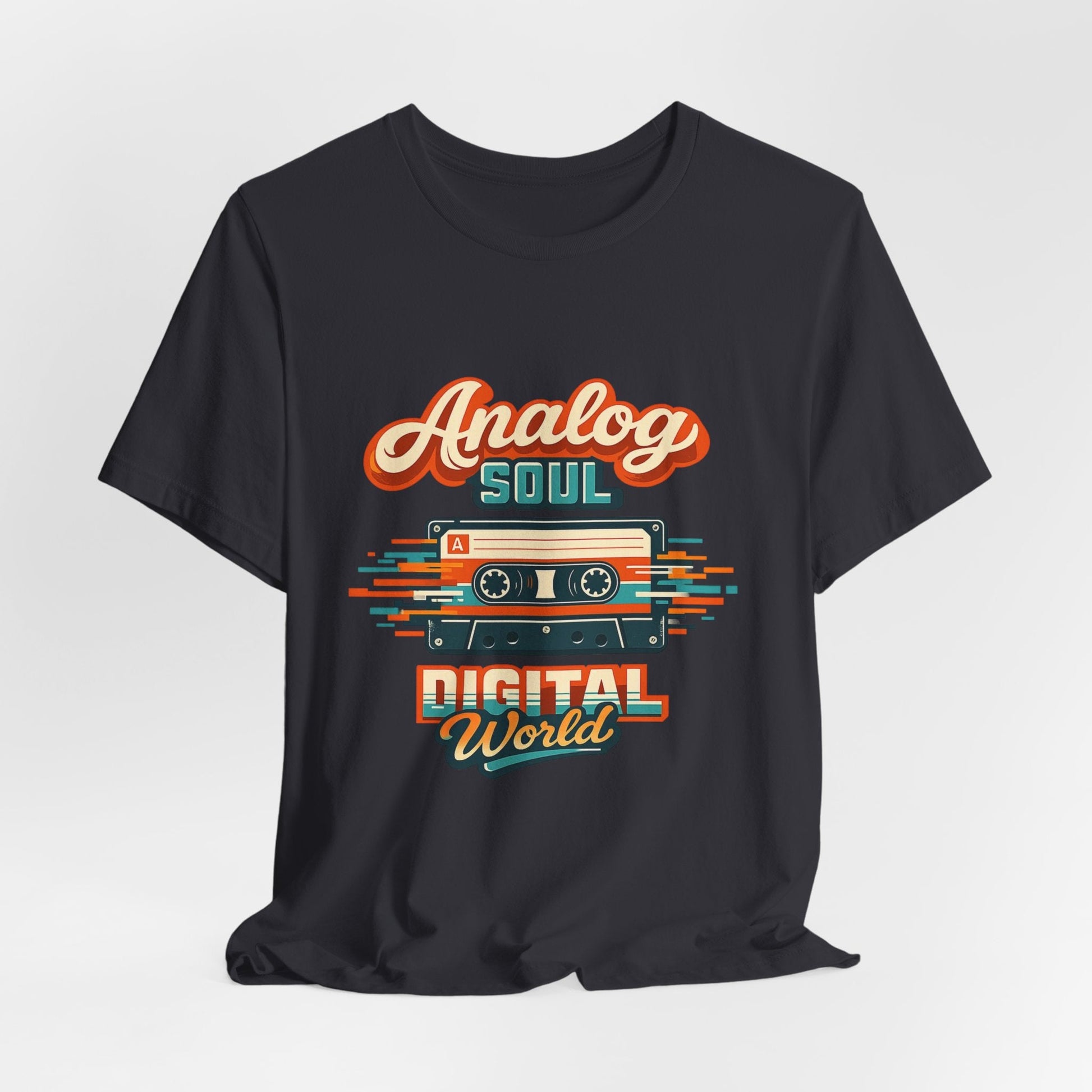 Analog Soul Digital World T-Shirt – Retro Cassette Tee for Music Lovers Printify