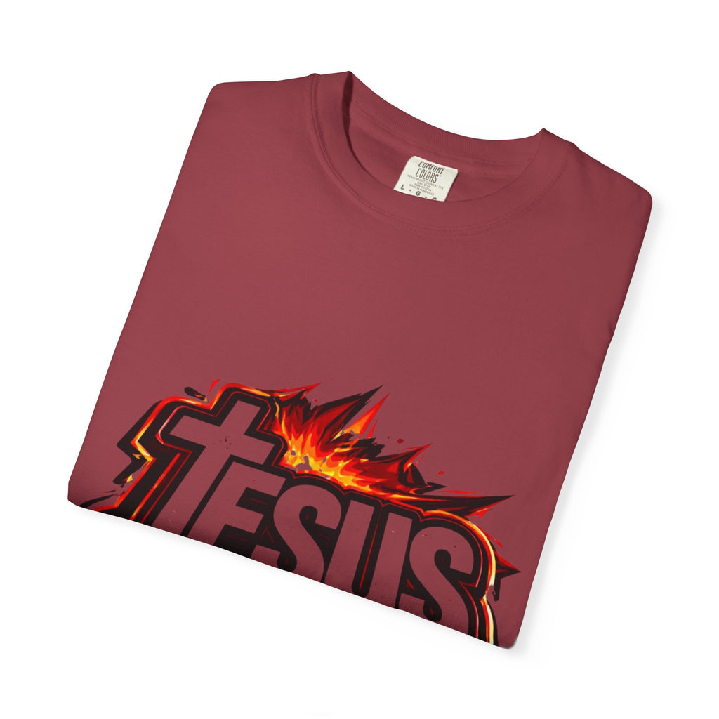Jesus Graphic T-Shirt — Bold Flame Logo Christian Faith Tee