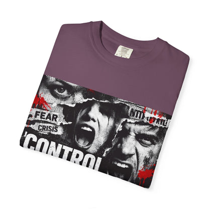Control the Chaos T‑Shirt — Graphic Urban Streetwear Tee with Distressed Faces & Bold Red Accent Printify