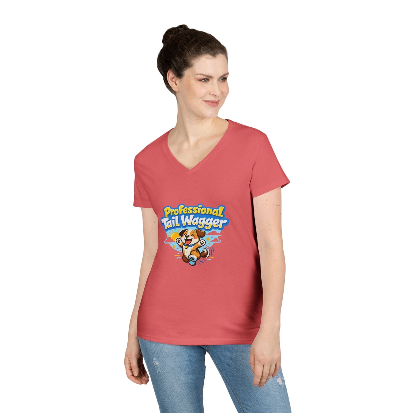 Professional Tail Wagger T-Shirt — Cute Dog Lover V‑Neck Tee Printify