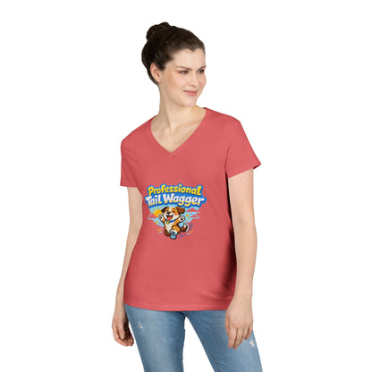 Professional Tail Wagger T-Shirt — Cute Dog Lover V‑Neck Tee Printify