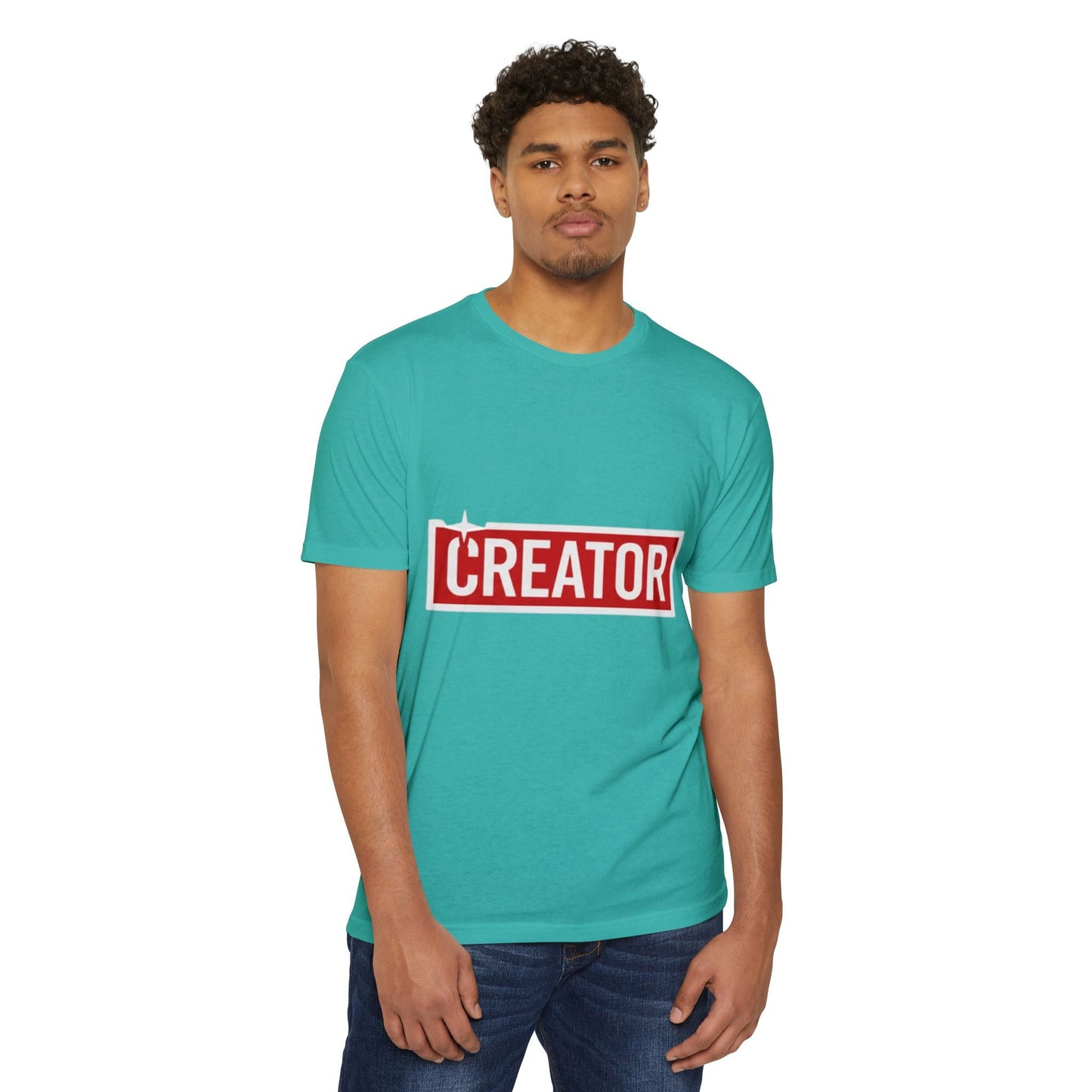 Creator Graphic T-Shirt for Men – Bold Red Box Logo Tee for Content Creators Printify