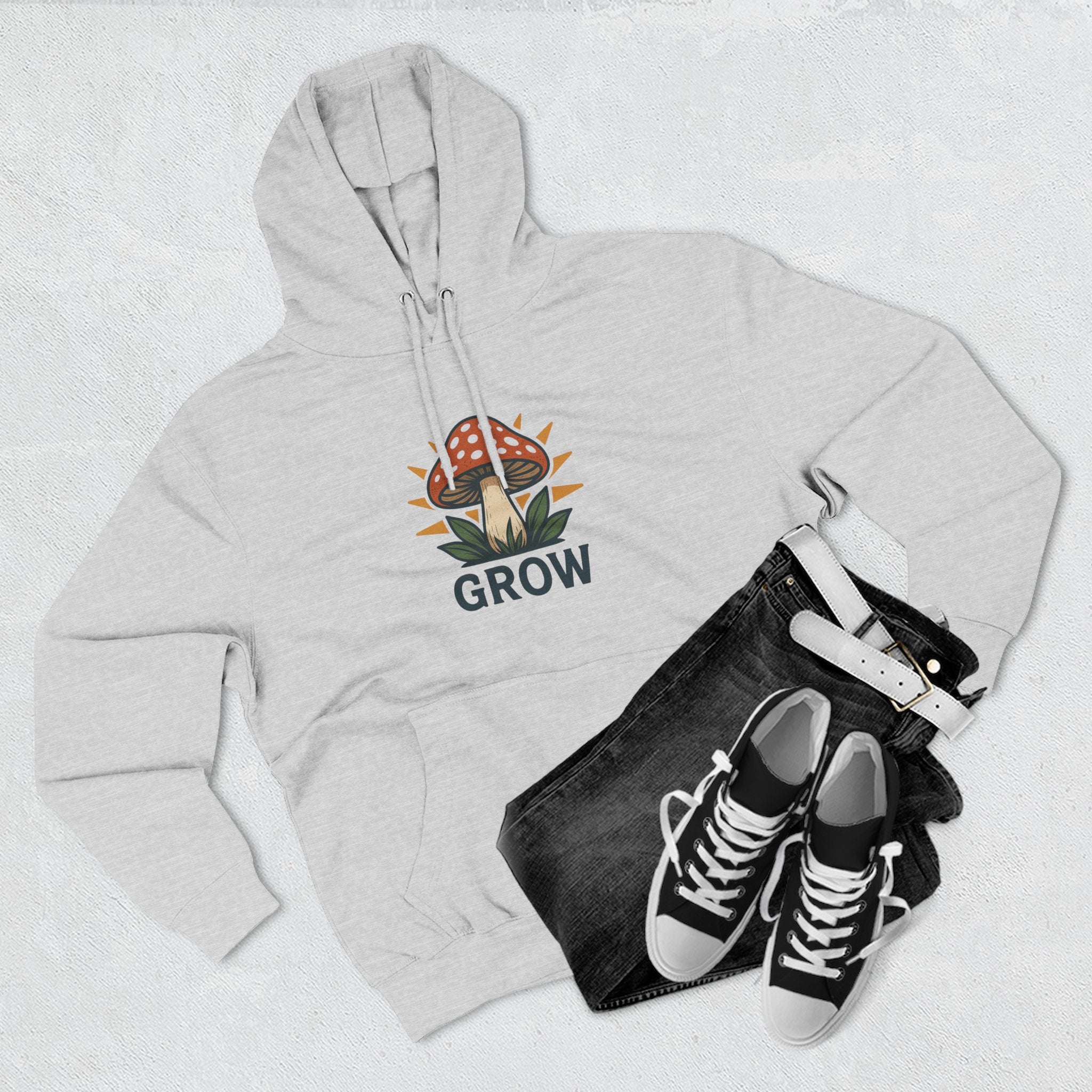 Grow Mushroom Hoodie — Botanical Graphic Fleece Pullover