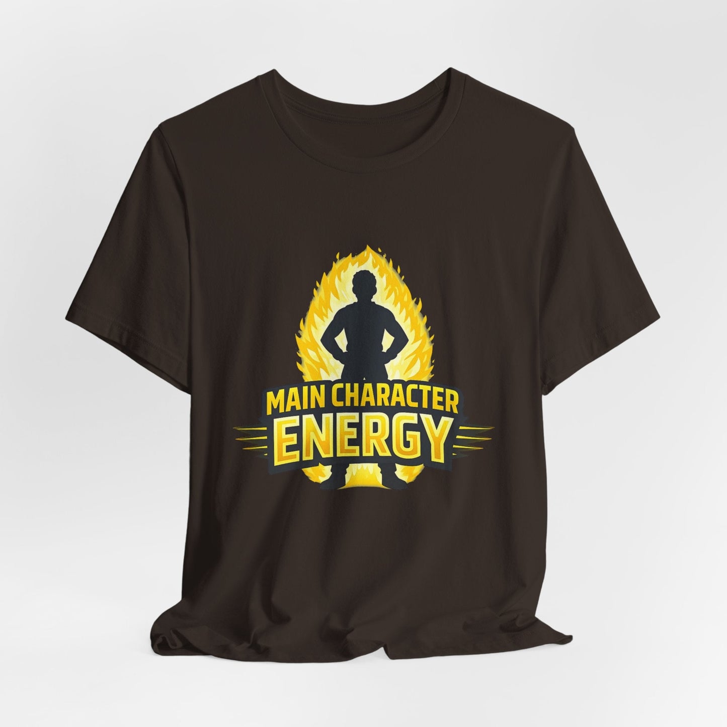 Main Character Energy T-Shirt - Graphic Tee with Bold Silhouette & Flame Design Printify