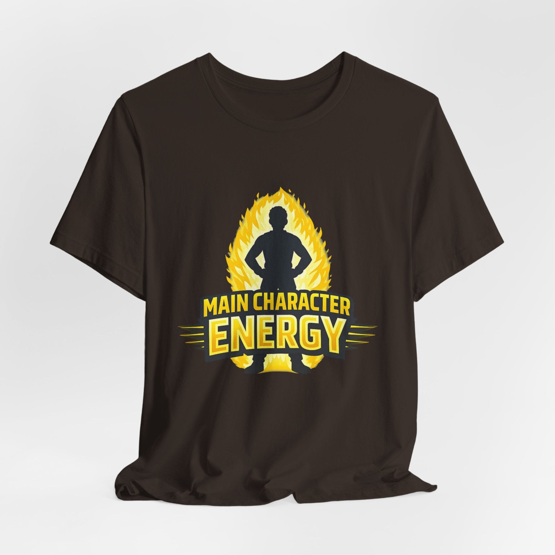 Main Character Energy T-Shirt - Graphic Tee with Bold Silhouette & Flame Design Printify