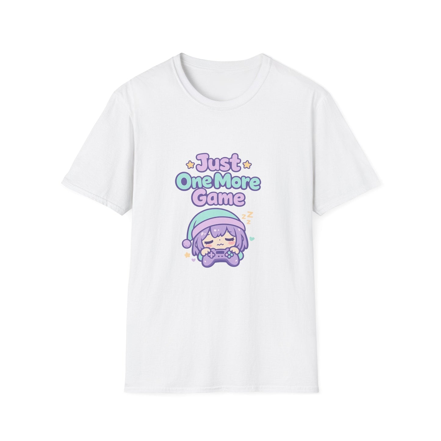 Just One More Game Gamer T‑Shirt — Cute Kawaii Sleeping Gamer Tee Printify