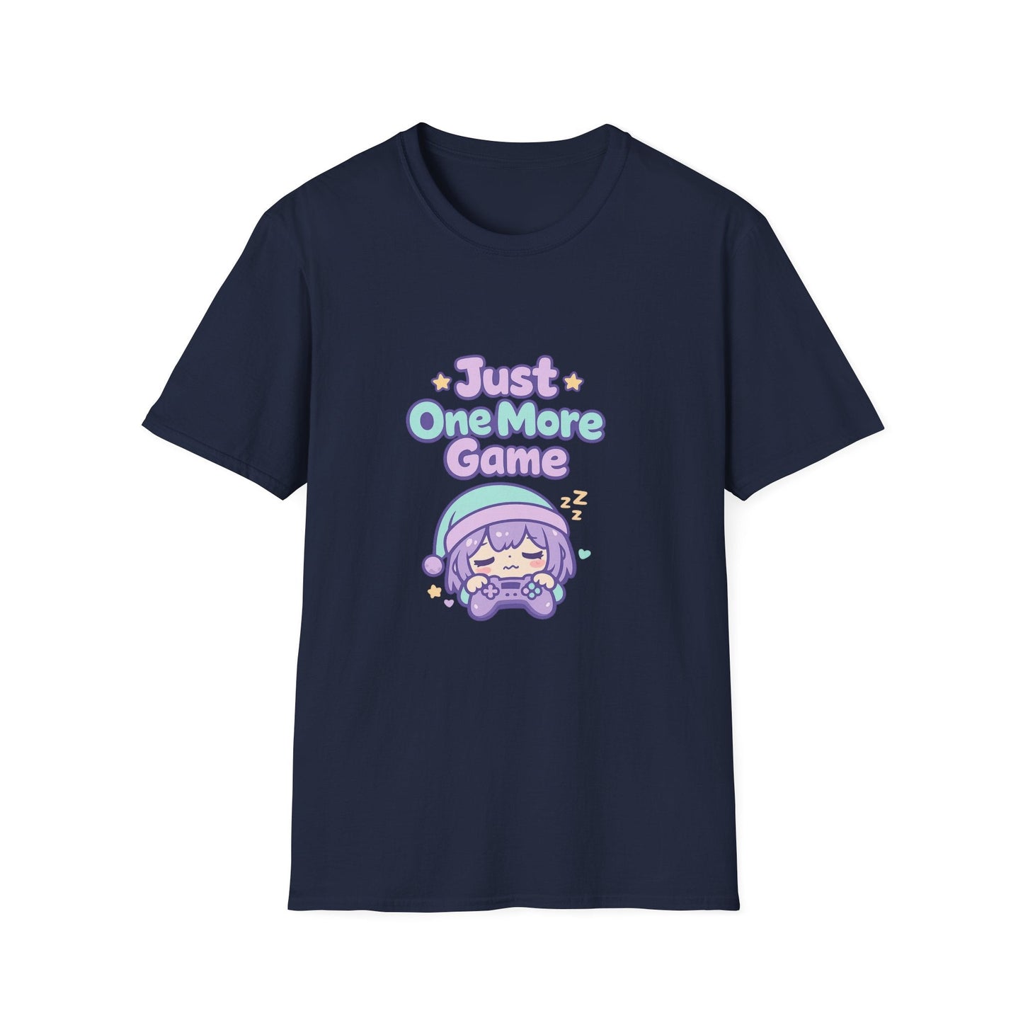 Just One More Game Gamer T‑Shirt — Cute Kawaii Sleeping Gamer Tee Printify
