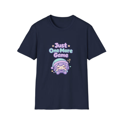 Just One More Game Gamer T‑Shirt — Cute Kawaii Sleeping Gamer Tee Printify
