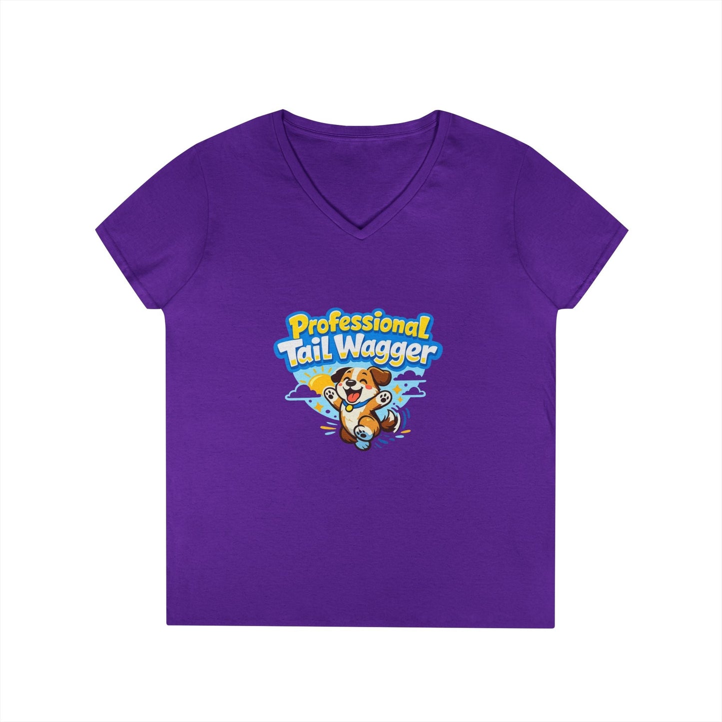 Professional Tail Wagger T-Shirt — Cute Dog Lover V‑Neck Tee Printify