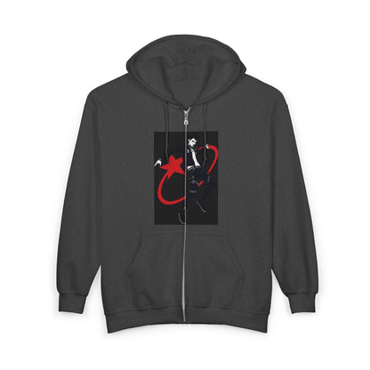 Star Skater Zip Hoodie — Retro Skateboarder Graphic Full-Zip Sweatshirt Printify