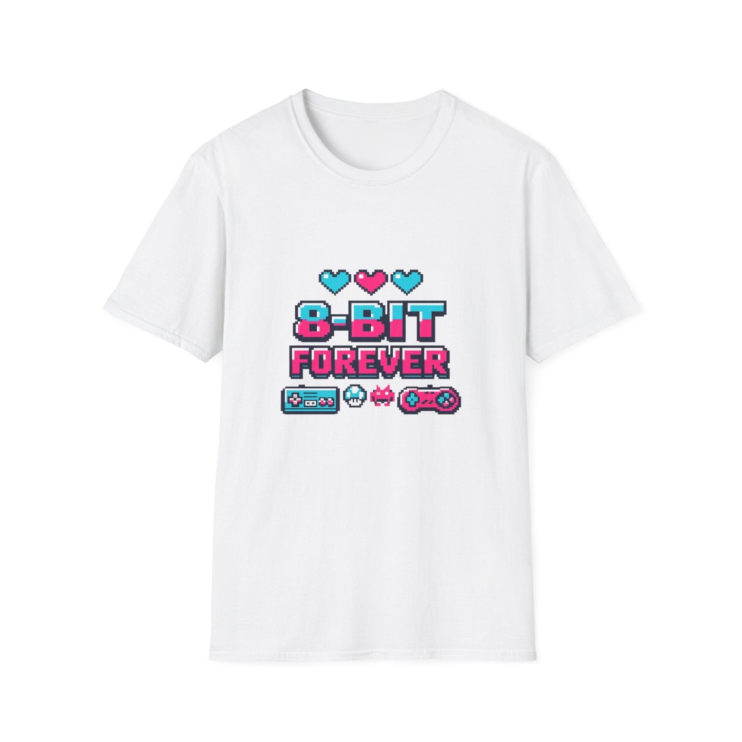 8-Bit Forever Retro Gaming T-Shirt — Pixel Hearts & Controller Tee Printify