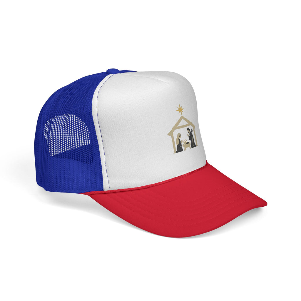 Nativity Trucker Cap — Christmas Manger Hat with Holy Family Design