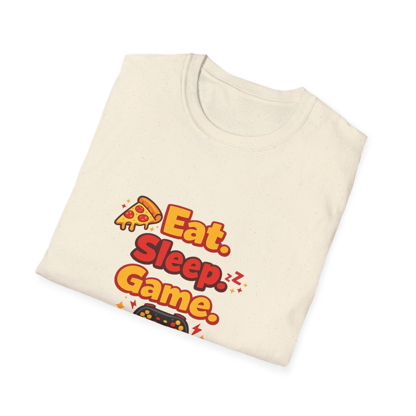 Eat. Sleep. Game. Repeat. Graphic T-Shirt — Gamer Pizza Controller Tee Printify