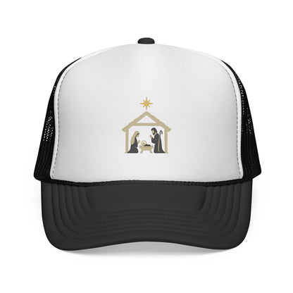 Nativity Trucker Cap — Christmas Manger Hat with Holy Family Design Printify