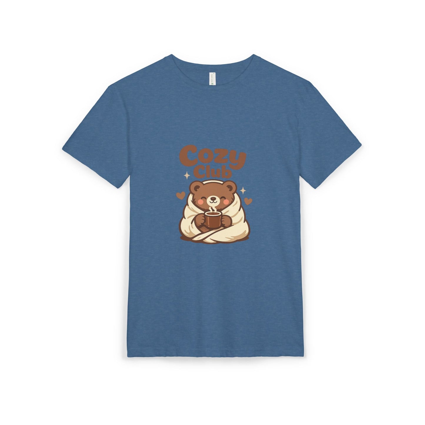 Cozy Club Bear T-Shirt — Cute Blanket & Hot Cocoa Graphic Tee Printify