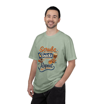 Scrubs Snacks Repeat T-Shirt – Cute Nurse Medical Humor Tee