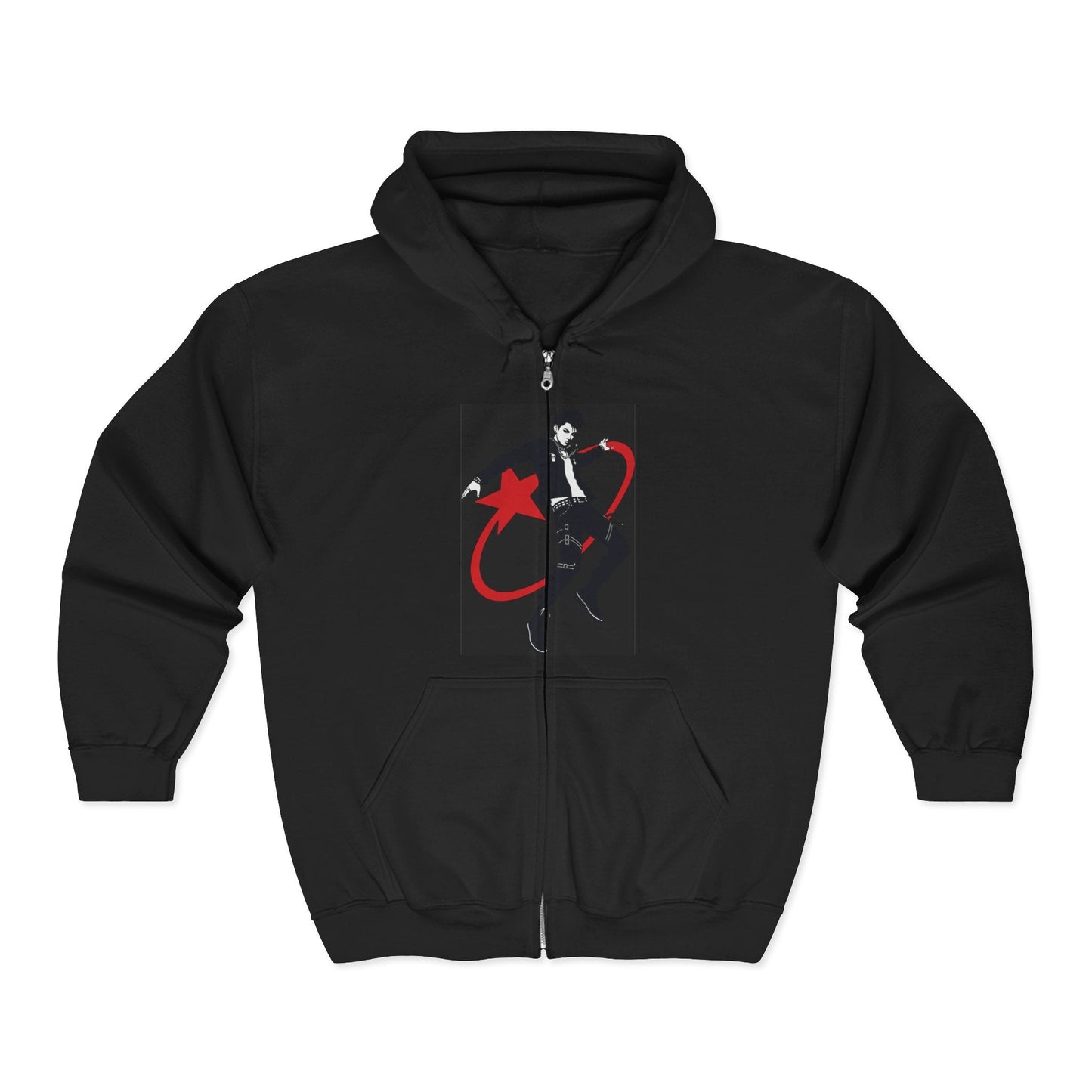 Star Skater Zip Hoodie — Retro Skateboarder Graphic Full-Zip Sweatshirt Printify
