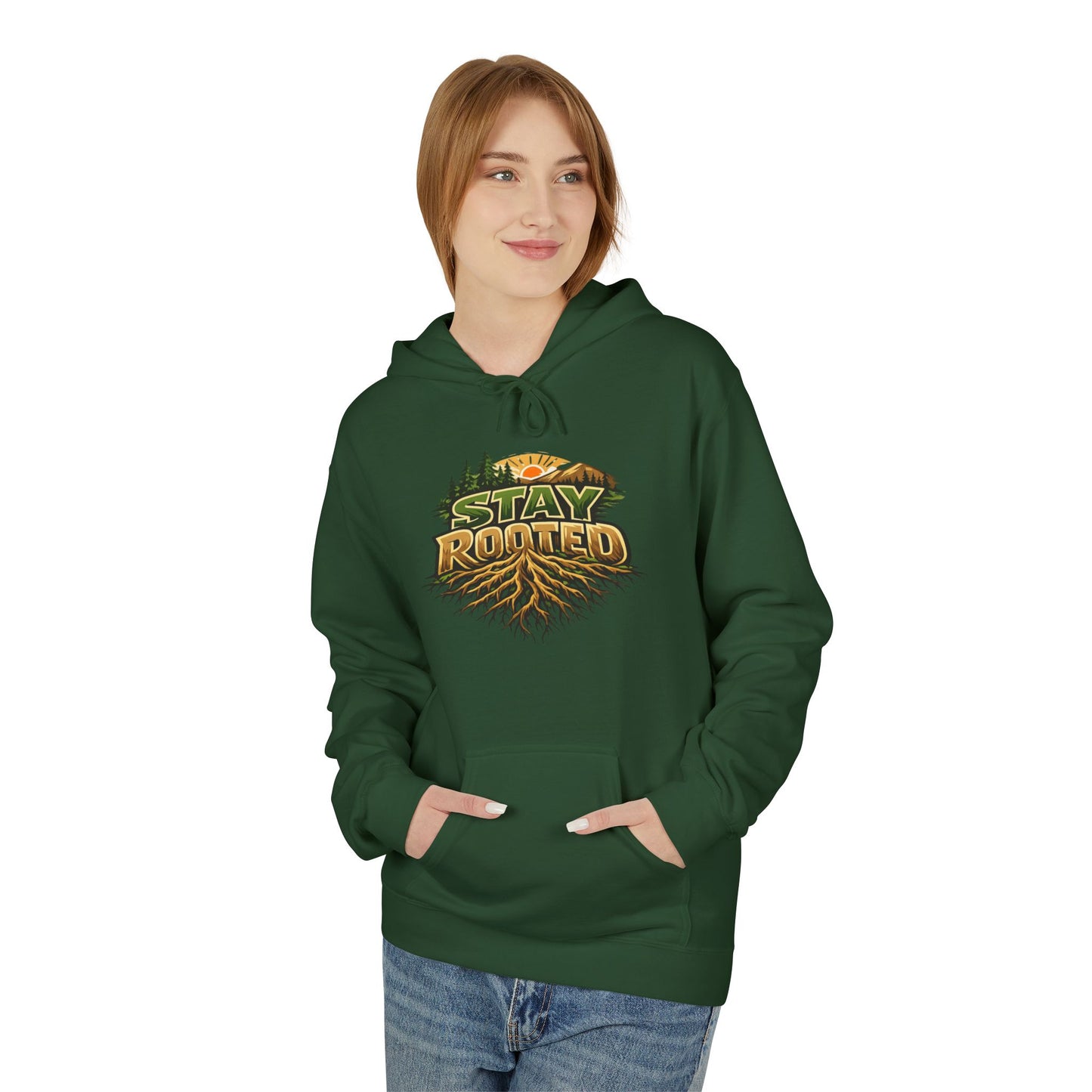 Stay Rooted Hoodie — Forest Nature Graphic Pullover