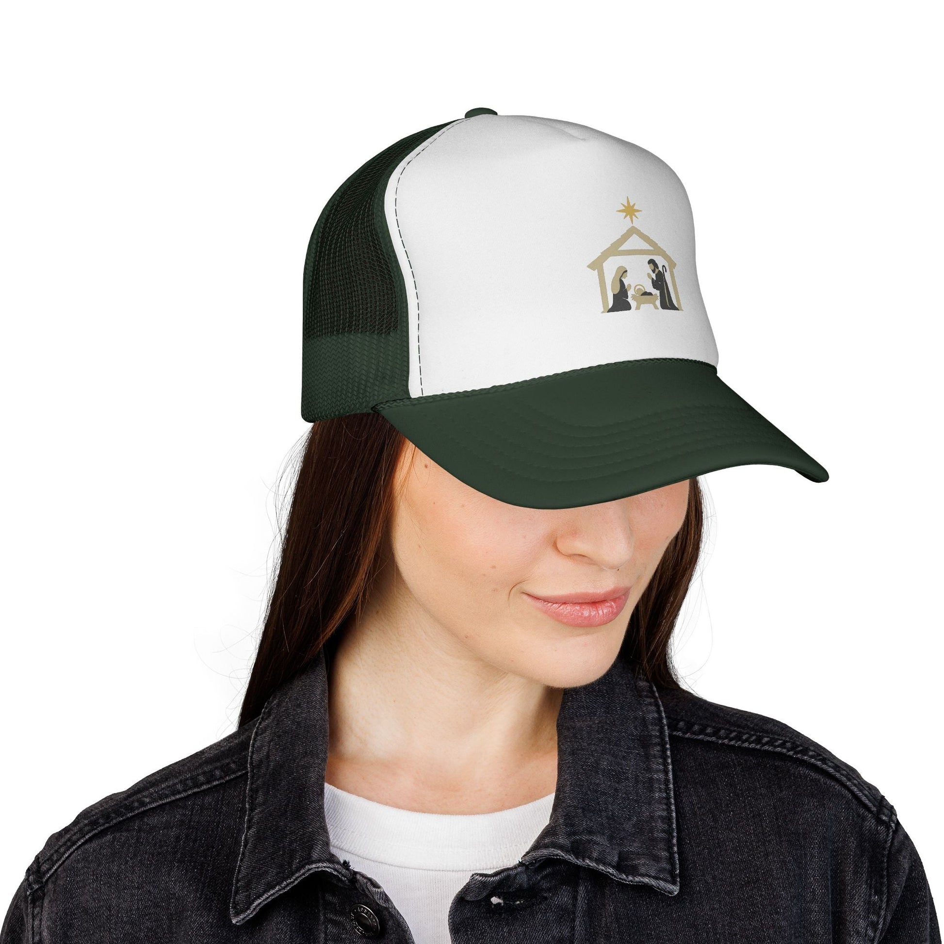 Nativity Trucker Cap — Christmas Manger Hat with Holy Family Design Printify