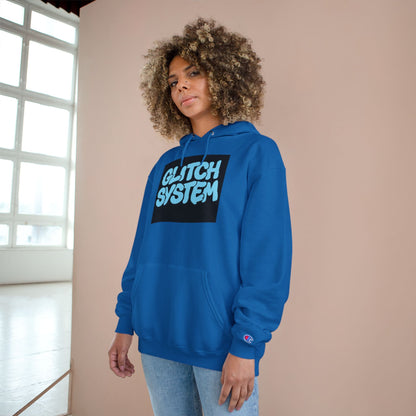 Glitch System Hoodie — Retro Graffiti Streetwear Champion Hoodie Printify