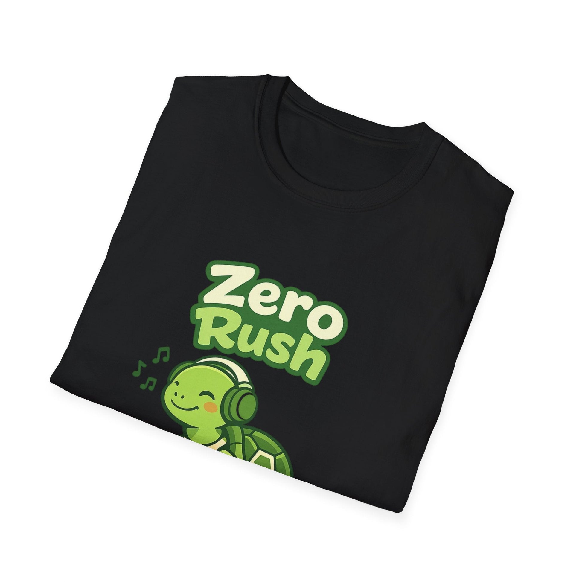T-Shirt — 'Zero Rush' Cute Turtle Graphic Unisex Tee for Relaxed, Slow-Living Fans Printify