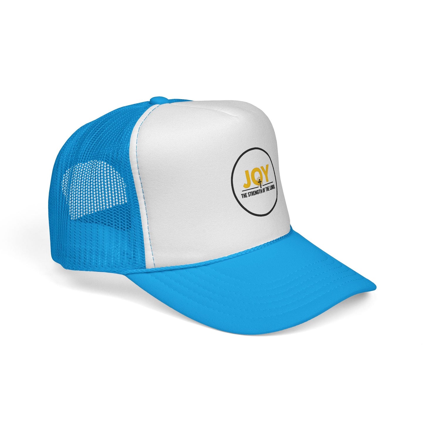 Joy Circle Trucker Cap — 'Joy, One Strength of the Soul' Retro Mesh Hat Printify