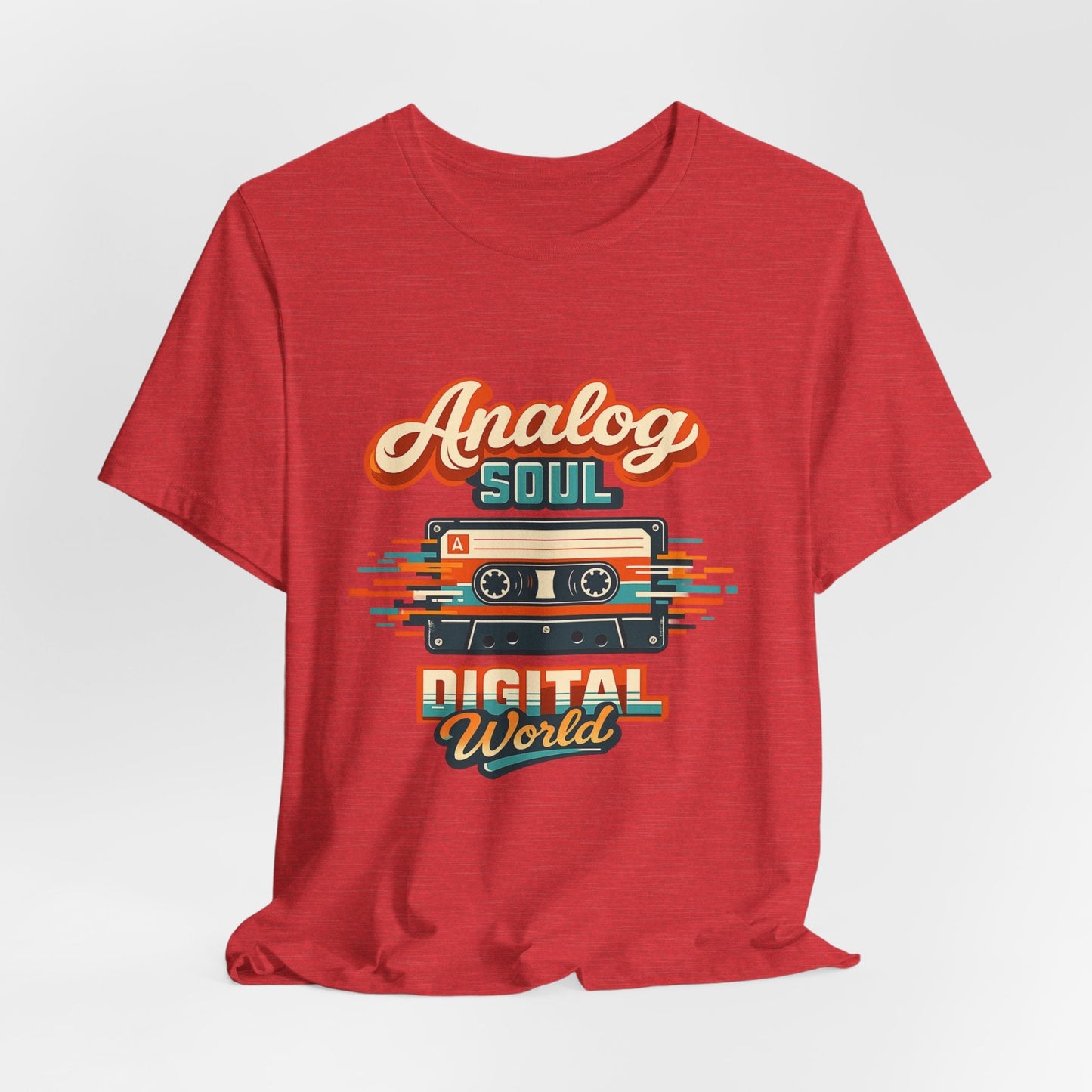 Analog Soul Digital World T-Shirt – Retro Cassette Tee for Music Lovers Printify