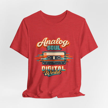 Analog Soul Digital World T-Shirt – Retro Cassette Tee for Music Lovers Printify