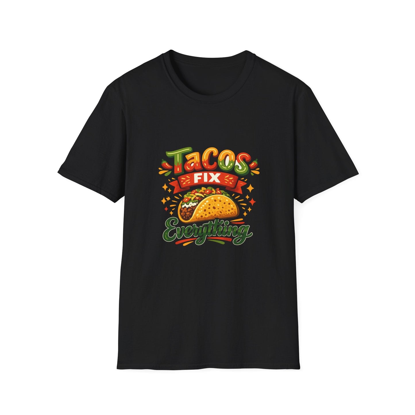 T-Shirt — "Tacos Fix Everything" Funny Taco Lover Graphic Tee Printify