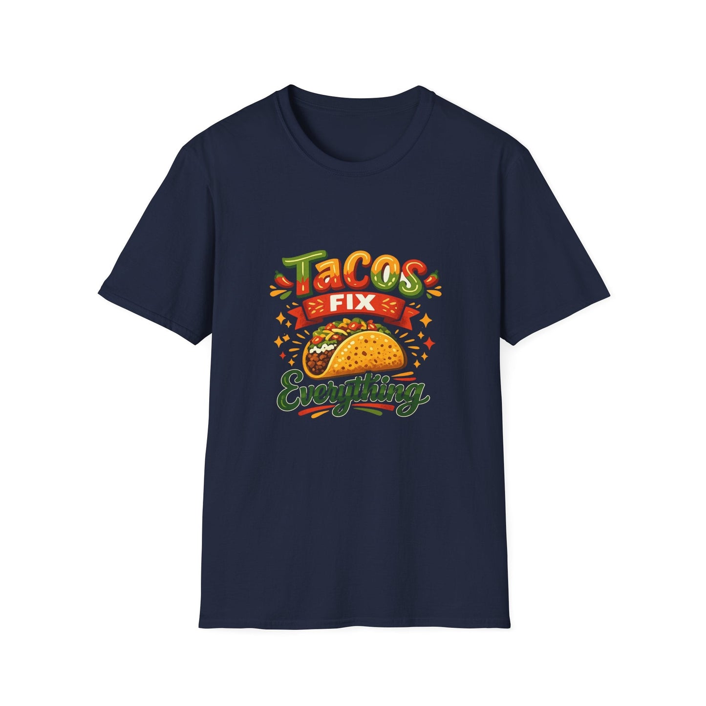 T-Shirt — "Tacos Fix Everything" Funny Taco Lover Graphic Tee Printify